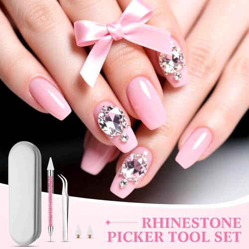Tatuo Rhinestone Picker Tool Bedazzling Pen Dual Head, Light Pink - color: light pink