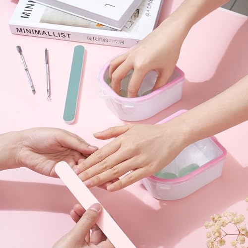 Nail Soaking Bowl Acetone-Proof- 2Pcs Manicure Soak Bowls Kit - color: S1-Pink