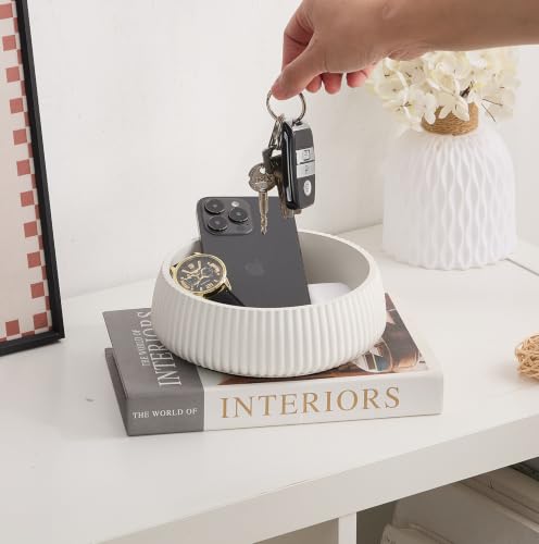 7" Modern Key Bowl for Entryway Table - Small Decorative Bowl - Ivory White - color: Ivory White