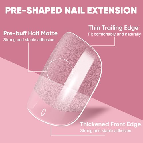 Full Cover Acrylic Nail Tips with Glue,240Pcs Almond & Square Nail Tips Kit