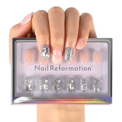 Nail Reformation Press On Nails, Disco Ball | Short Square 15 Sizes 30 Pcs - color: Disco Ball