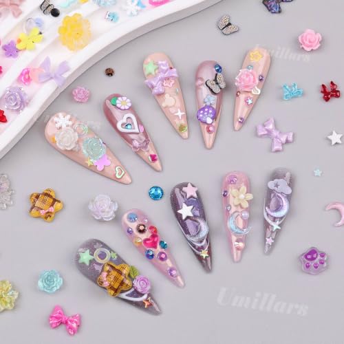 2000Pcs Junk 3D Nail Charms Bulk Y2k Cute Nail Gems for Nails Design Kit - color: Multicolor