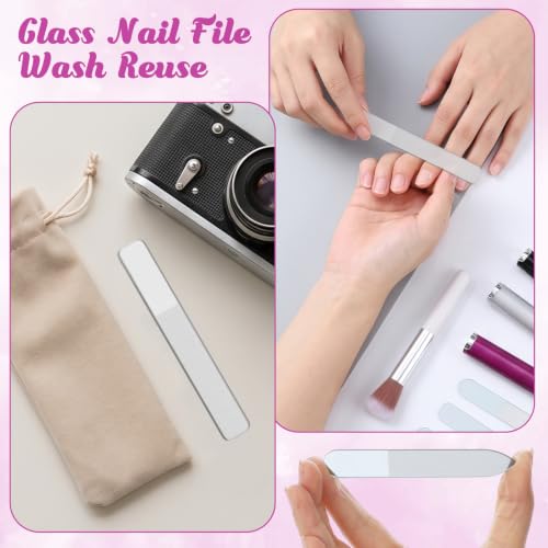7 PCS Glass Nail File Kit Glass Files for Nails Etched