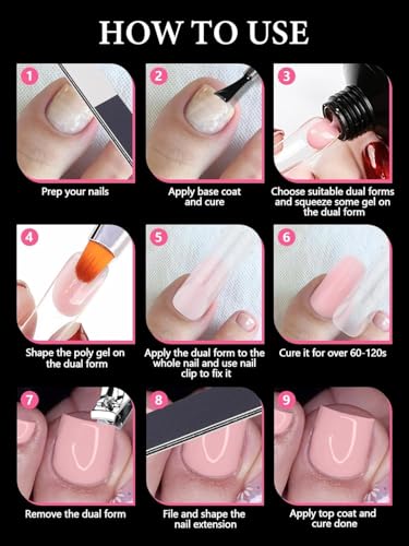 EBANKU 120Pcs Poly Gel Nail Forms for Toes, Long Square Dual Forms - color: 120P Long Square Toenail