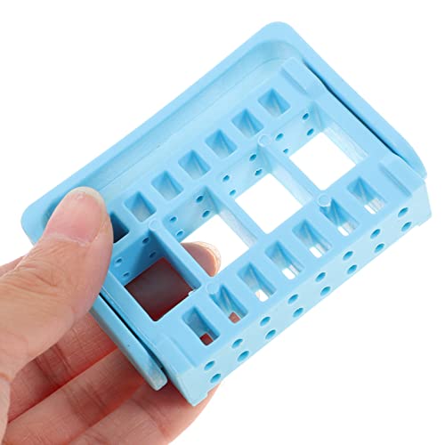 Beaupretty Nail Grinding Tool Box with 16 Holes Portable Manicure Organizer Compact Nail Drill Bits Holder for Home and Professional Use - color: Light Blue