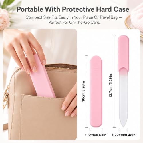 3 Pack Glass Nail Files for Natural Nails, Double-Sided Crystal Nail File