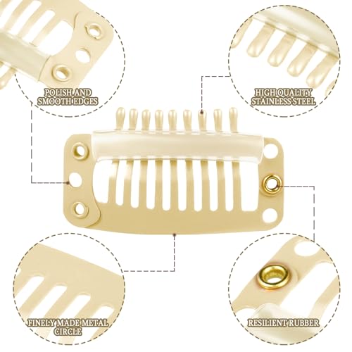 WILLBOND 30 Pcs 32 mm 9 Teeth Hair Extension Clips, Mixed Colors - color: Mixed Colors