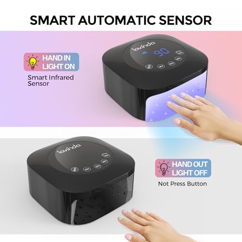 Lavinda UV LED Nail Lamp, Plug-in 54W UV Nail Light for Gel Polish, Black - color: Black