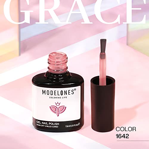 modelones Pink Gel Nail Polish Jelly Nude Soak Off UV/LED Gel Polish 15ML - color: A0-Baby Pink Jelly