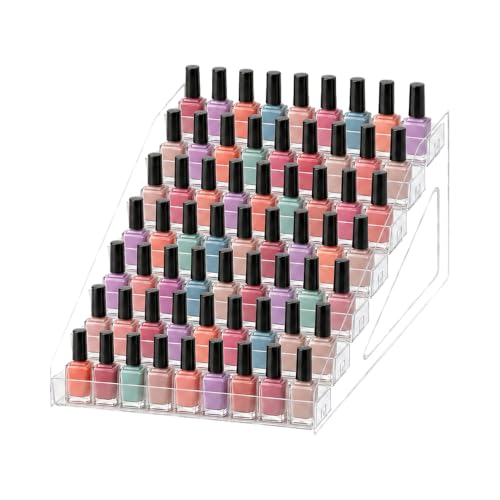 7-Tier Nail Polish Organizer, Clear PET Tabletop Display Rack - color: Clear - 7 Tier