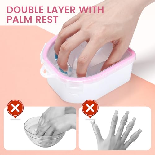 Nail Soaking Bowl Acetone-Proof- 2Pcs Manicure Soak Bowls Kit - color: S1-Pink