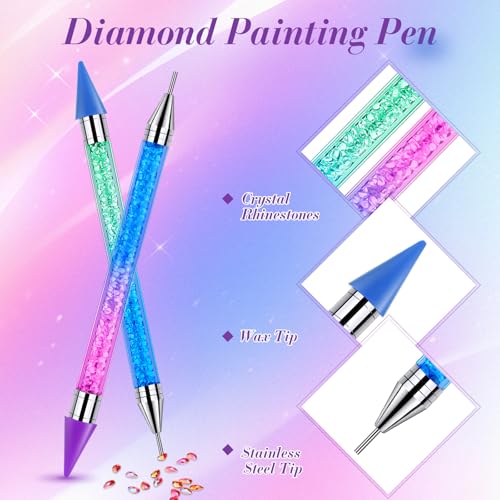 Tatuo 2 Pcs Rhinestone Picker Tool Kit with 2 Wax Head, Grad Blue,Purp - color: Gradient Blue Purple