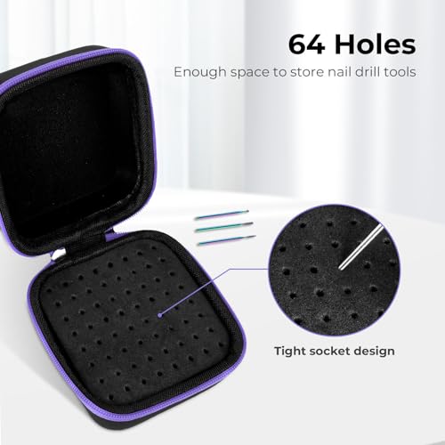 Lavinda Nail Drill Bit Holder & Organizer Case, Portable Box for Nail Tech - color: Black,Purple