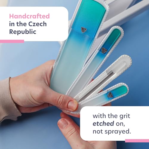 Bona Fide Beauty Czech Glass Gift Set: Foot File, Nail File, Cuticle Pusher - color: Blue