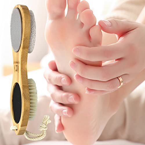 ICANdOIT 4 in 1 Bamboo Foot File Callus Remover Pedicure Scrubber 2 Pack - size: 2 Count (Pack of 2)