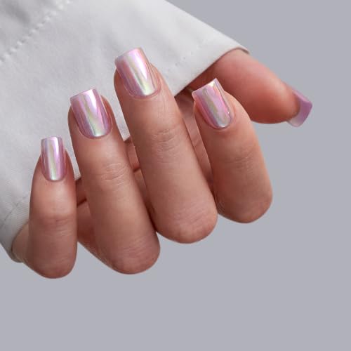 BTArtbox Press On Nails, Short Square Purple Fake Nails, 32Pcs Full Kit - color: A2-Glass Ocean