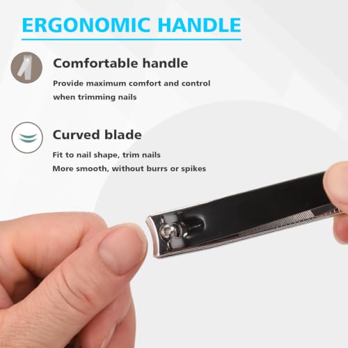 Nail Clippers Set,Fingernail&Toenail Clippers with Nail File,Black - color: Black