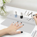 Nail Polish Holder, 2 in 1 Silicone Hand Rest Mat -Grey - color: Grey
