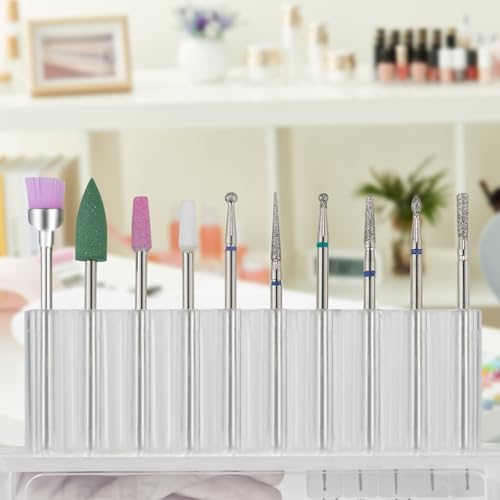 10pcs Nail Drill Bits Set,Cuticle Clean Nail Bit,Diamond Nail Drill Bits For 3/32 Inch Electric Nail File,Suitable For Acrylic Nail Gel Polish Manicure,Nail Design Prep Tools