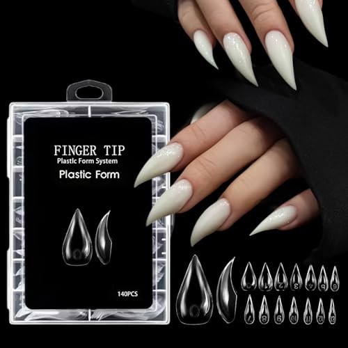 140Pcs Short Cat Claw Nail Tips Curved Stiletto Nail Dual Forms - color: Styl 2