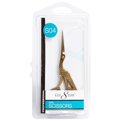 Cre8tion Stainless Steel Nail Scissors S04 Gold Bird, Acetone-Proof, 4.5" - size: 4.5 Inches - Gold Bird