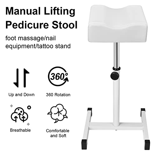 FLOLXNB Pedicure Foot Rest, Foot Massage Pedicure Stool, Tattoo Stand Adjustable Height Footstool Nail Equipment for Home Beauty Salon Spa (White) - color: White
