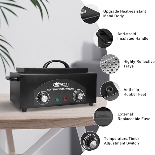 High Temperature Metal Tool Cleaning Box for Beauty Hair Nail Metal Tool - color: Black