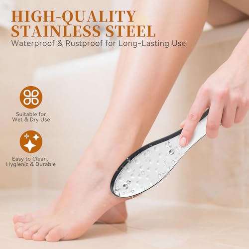 Dual-Sided Foot File Callus Remover (1 PCS), Metal Foot Scraper - color: Black