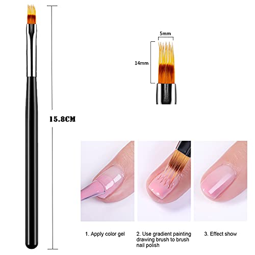 3Pcs Ombre Nail Brush Acrylic Nail Brush Set Nail Gradient Brushes Nail Painting Pens Nail Art Tools For Gel Nails Manicure Accessories - color: black