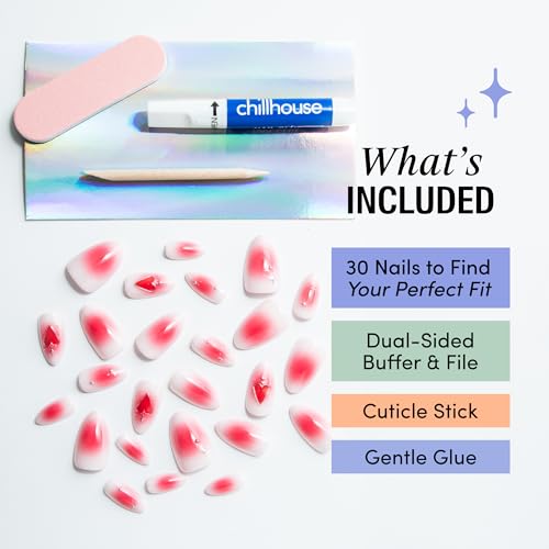 Chillhouse - Chill Tips, Press on Nails Kit - Rome & Jules (Oval) - 30 Nail Shapes & Sizes - Up to 2 Weeks of Wear - Customizable Fit - Reusable - Latina Founded & Women Owned - Beauty & Self Care - color: Rome & Jules