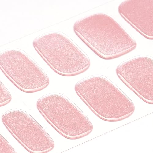 DANNI & TONI Semi Cured Gel Nail Strips Nude Pink Chrome Mirror Gel Nail Wraps 28 Stickers | Silken Hush - color: Silken Hush