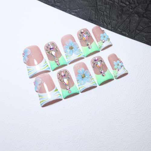 Handmade Duck French Press On Nails | Reusable & Salon Quality (251110, M) - color: 251110, size: M