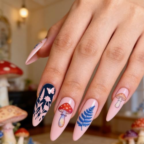6 Sheets Nail Stamping Plate Mushrooms Nail Art Stamp - color: Mushrooms