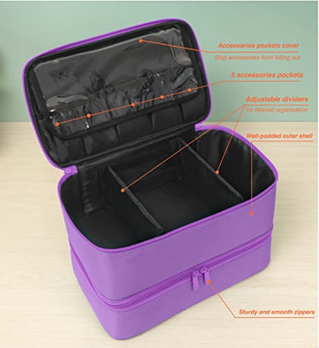 ButterFox Large Nail Polish Organizer Storage Case, Fits Nail Lamp Dryer and 40-50 Nail Polish Bottles (0.5 fl oz - 0.3 fl oz), Gel Nail Polish Kits Supplies Bag - color: Lavender Purple, size: M (40-50 Slots)