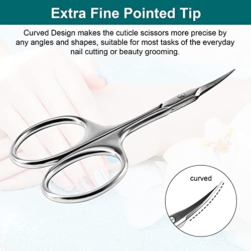 CGBE Cuticle Scissors, Extra Fine Curved Eyebrow Scissors, Silvery - color: Silvery