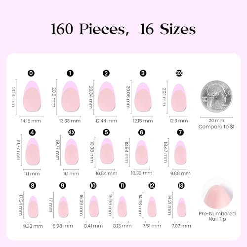Beetles Purple French Tips Press On Nails, 160 Pcs Short Almond - color: 5 - Purple French - S