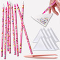 17Pcs Rhinestone Picker Tool Kit, Self-Adhesive Wax Pencil for Rhinestones and Diamond Painting, Jewel Picker Tool Dotting Tools for Nail Art, Little Nail Gem Tool with 8 Rhinestone Tray Nail Tweezers - color: 17pcs
