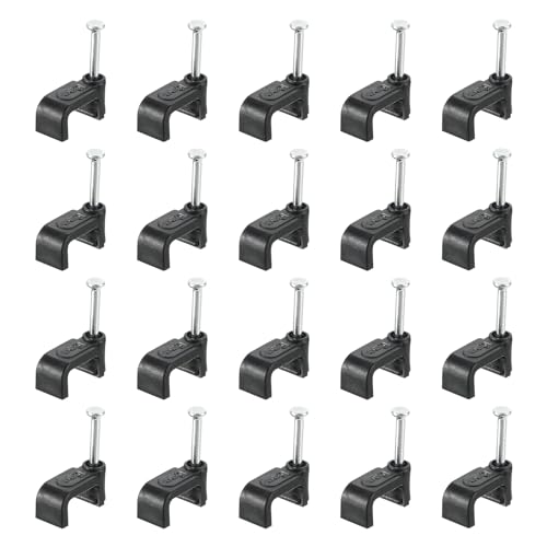 uxcell Cable Clips with Steel Nail, 100Pcs 10mm/0.39" Plastic Cable Wire Clips, Ethernet Cable Clips Nail in Cable Clips for Home Wires Cables Cords Management, Black - size: 10mm