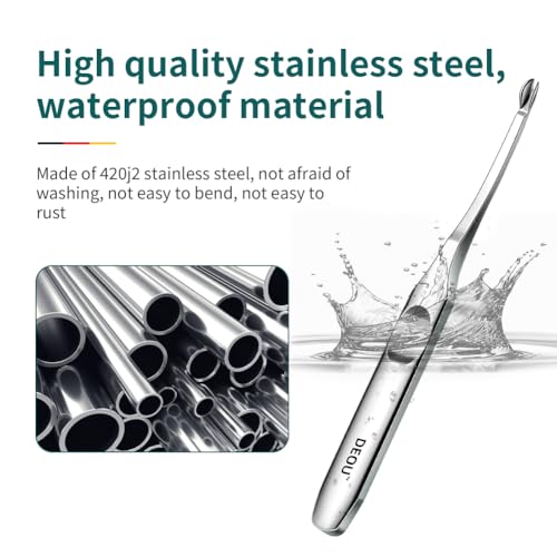DEOU Cuticle Trimmer Thick Handle, Stainless Steel V-Shape Pusher Tool