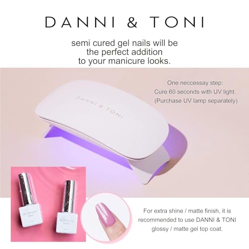 DANNI & TONI Semi Cured Gel Toenail Strips Sliver (Gloss Babe) Mirror Toe Nail Stickers Gel Pedi Wraps 37 Stickers - color: Gloss Babe