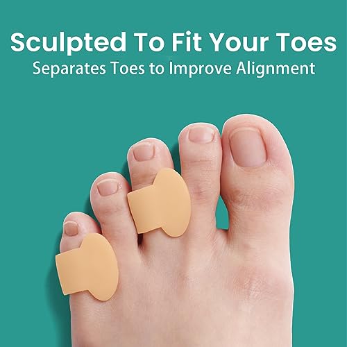 Welnove Gel Toe Separator - 8 Pack Pinky Toe Spacers - Little Toe Cushions, Small Sleeves for Preventing Rubbing & Reducing Pressure (Beige) - color: Beige