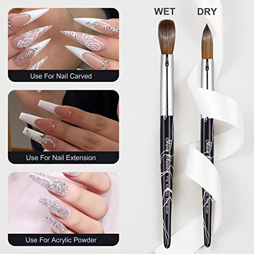 Acrylic Nail Art Brush Size 16, 100% Pure Kolinsky Hair Oval Nail Brush for Acrylic Application, Professional Nail Extension Manicure Tool Striping Nail Drawing Pen for DIY Home Salon - color: Black, size: #16