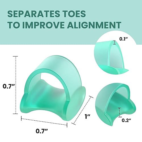Welnove Gel Toe Separator - 12 Pack Pinky Toe Spacers - FSA/HSA Eligible Little Toe Cushions, Small Toe Sleeves for Preventing Rubbing & Reducing Pressure (Green) - color: Green