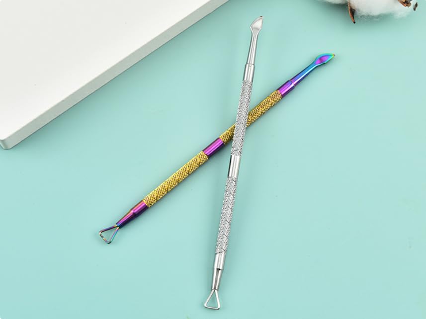 Gel Nail Remover Tool, Cuticle Pusher for Women, Dual-end Dead Skin Nail Pusher Nail Dirt Cleaner Tool, 410 Stainless Steel,No.02.1 - color: CP No.02.1-Silver 1Pc