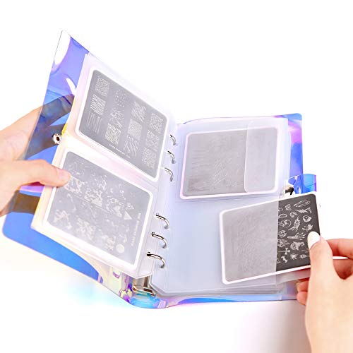 16 Slots Rainbow Nail Art Stamping Plate Storage Bag