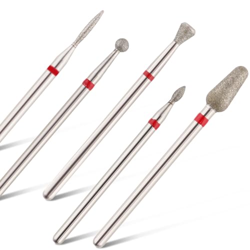 QUNZHAO 5Pcs Diamond Nail Drill Bits sets (RED (Fine) B03 set) - color: RED (Fine) B03 set