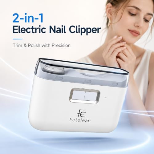 Nail Clipper,Automatic Electric Nail Clipper,Rechargeable 2 Speed Nail Clippers Set,45DB Nail Kit,LED Light e,2 in 1Design Manicure Set Portable Fingernail & Toenail Cutter for Seniors & Adults - color: White Red