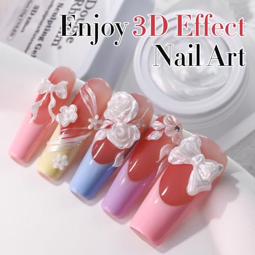 Double Rhythm 3D Nail Gel Pearl Solid Sculpting Gel for Nail Art Non-Sticky Hard Gel for Building Carving Molding Nail Extension Soak Off UV/LED Nail Art Salon Home DIY 0.5 Oz (Silver-Silk 01) - color: Silver Silk