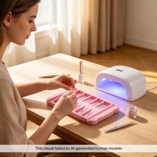 Nail Tip Tray, 10 Slot Press On Nail Tip Holder & Organizer - color: Foggy Pink