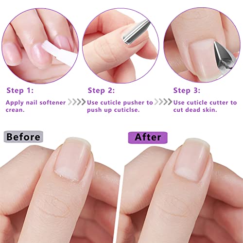 Cuticle Trimmer with Cuticle Pusher and Scissors, Cuticle Remover Professional Durable Pedicure Manicure Tools, Stainless Steel Cuticle Nipper Cutter Clipper (Pink Pusher) - color: Pink Pusher